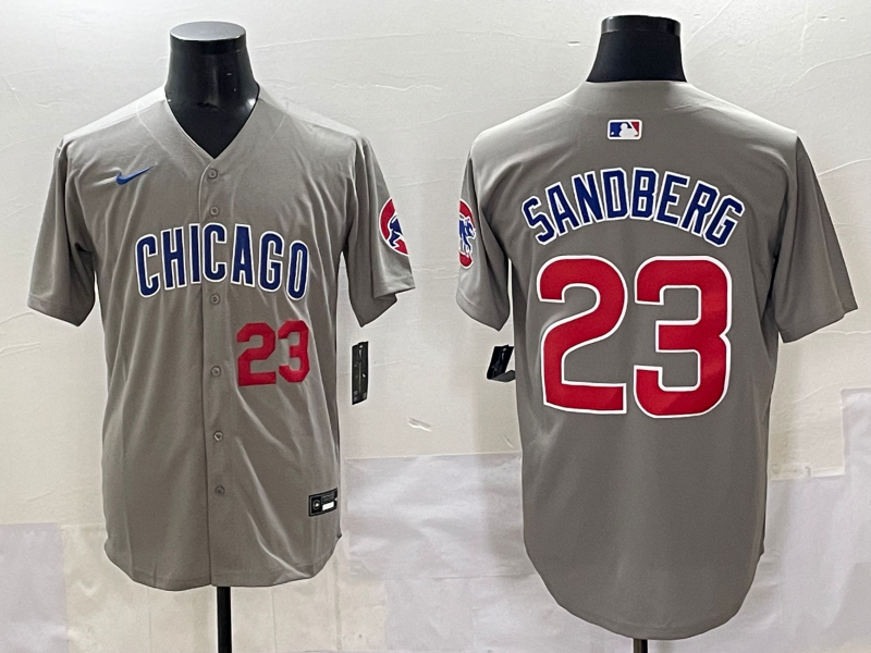 Men Chicago Cubs #23 Sandberg grey MLB Nike 2025 Jersey style 006->chicago cubs->MLB Jersey